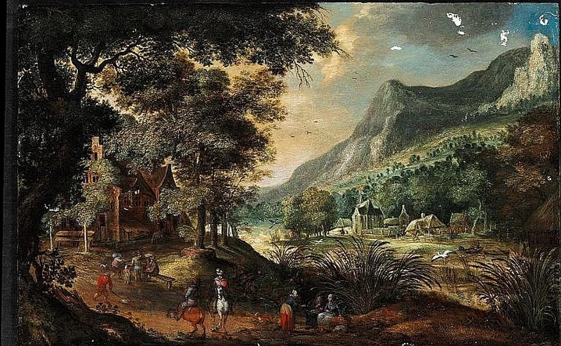 Paesaggio con figure vicino a un fiume